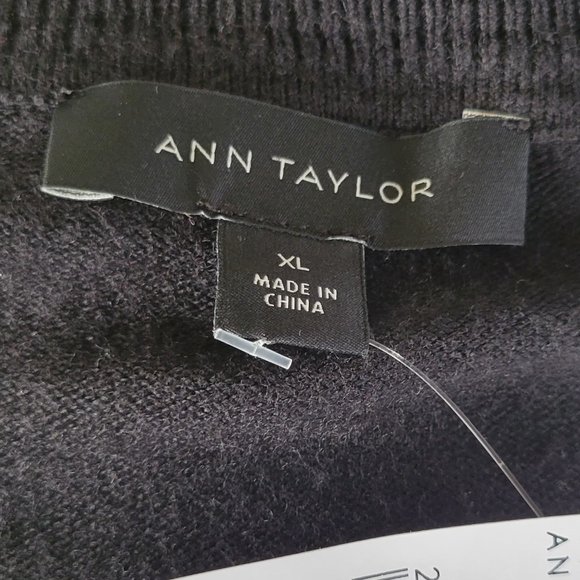 NWT ANN TAYLOR Black Scarf Front Cardigan Sweater XL - Picture 4 of 4